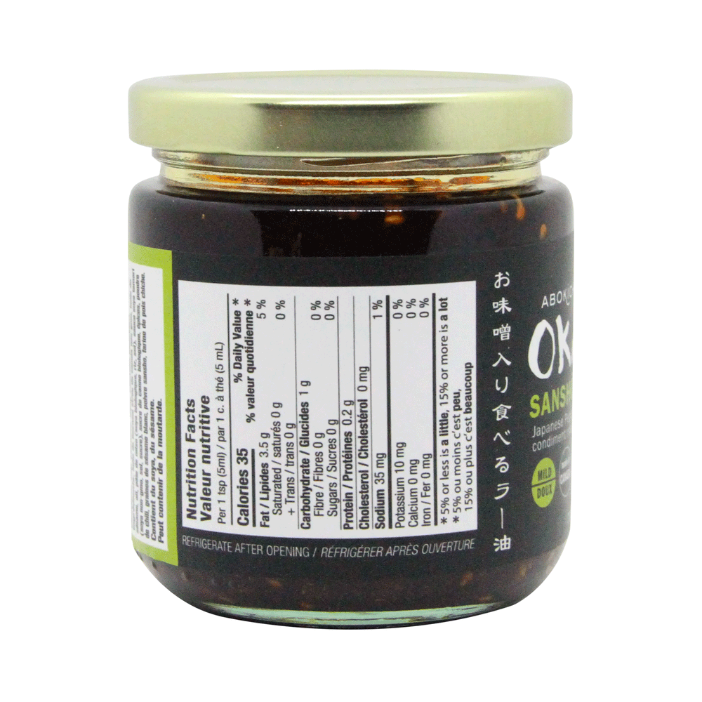 Abokichi OKAZU - Sansho Pepper Miso - Japanese Chili Miso Oil Condiment, 230ml
