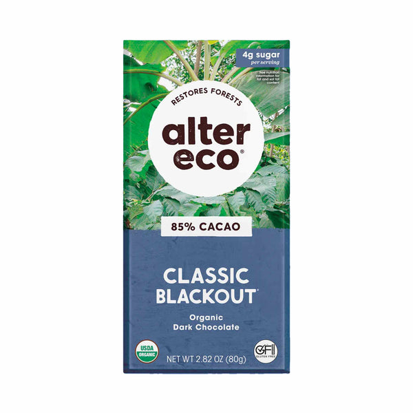 Alter Eco Organic Classic Blackout Dark Chocolate Bar (85% Cacao), 80g