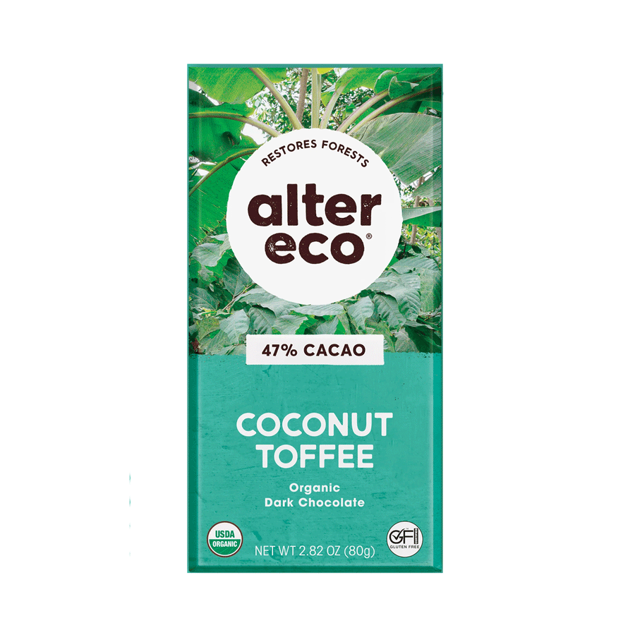 Alter Eco Organic Coconut Toffee Milk Chocolate Bar (47% Cacao), 80g