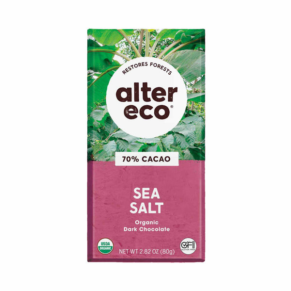 Alter Eco Organic Sea Salt Dark Chocolate Bar (70% Cacao), 80g