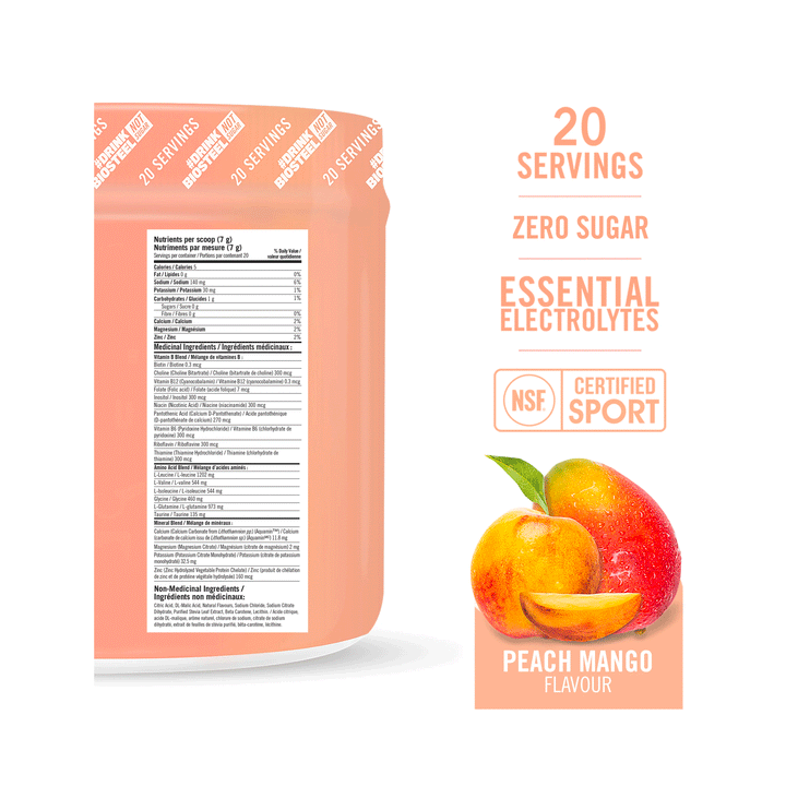 BioSteel Hydration Mix Peach Mango, 140g (20 Servings)