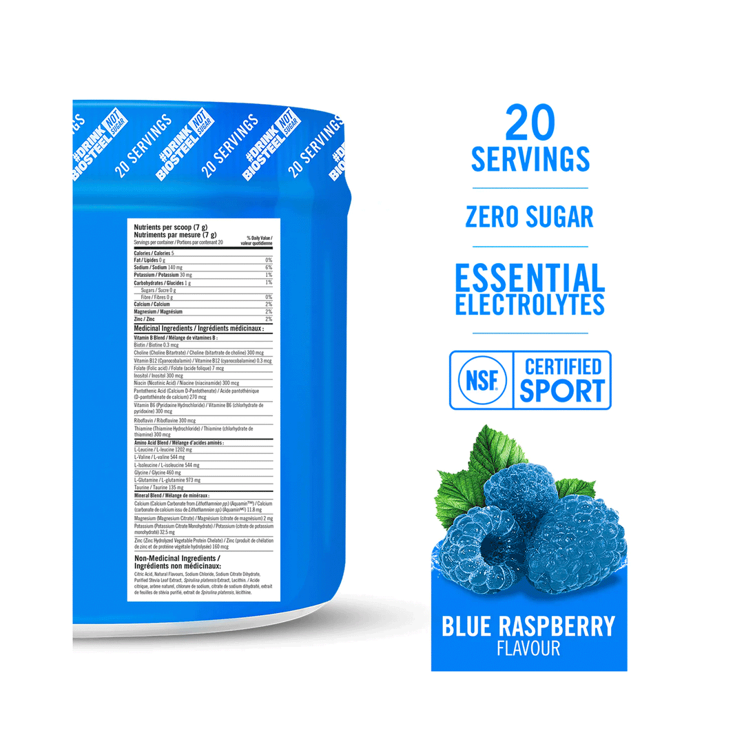 BioSteel Hydration Mix Blue Raspberry, 140g Tub