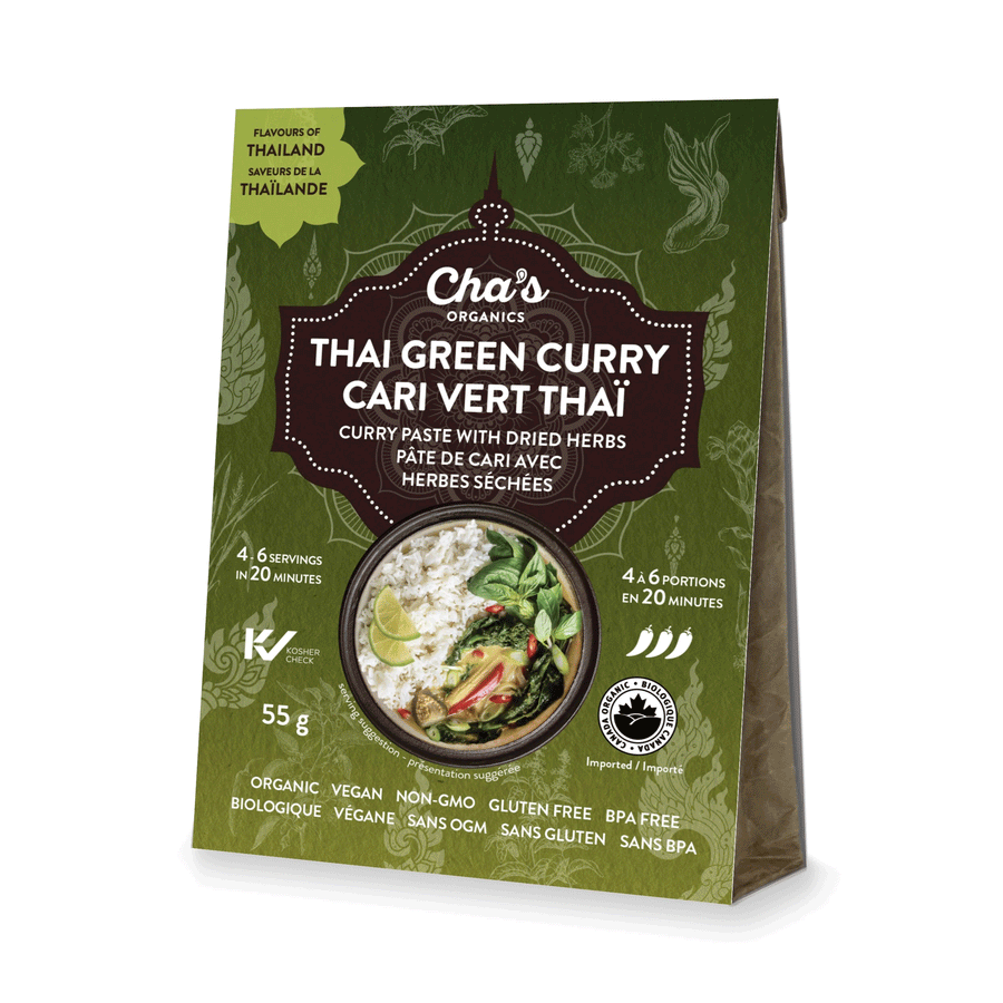 Cha's Organics Thai Green Curry Paste & Herbs Mix, 55g