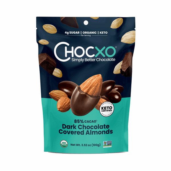 ChocXO 85% Cacao Dark Chocolate Covered Almonds, 100g
