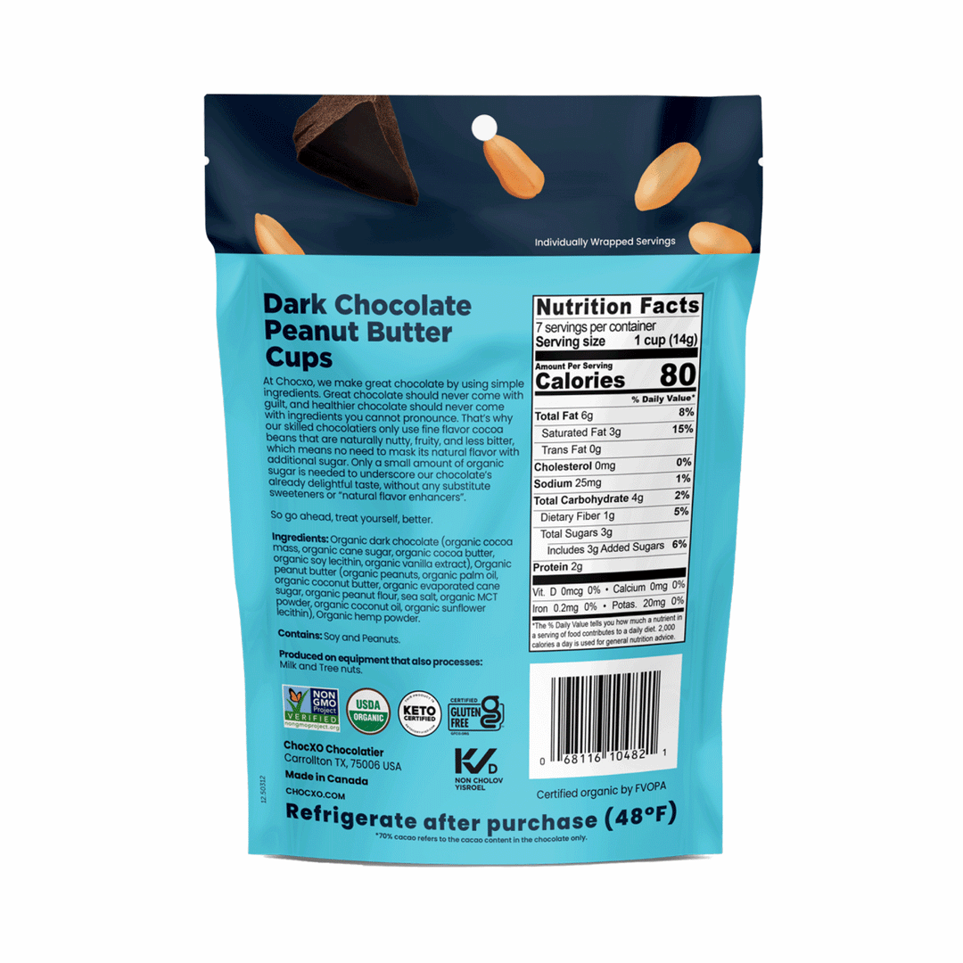 ChocXO 56% Dark Chocolate Peanut Butter Cups, 98g