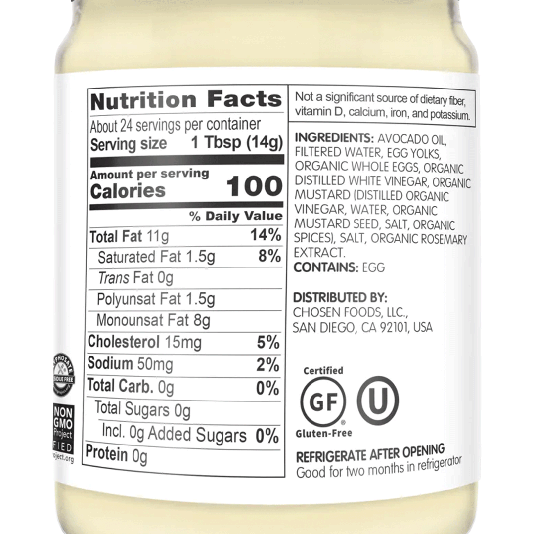 Chosen Foods Classic Organic 100% Avocado Oil Mayo, 710ml