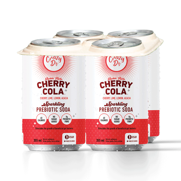Crazy D's Rockin' Rolla Cherry Cola Sparkling Prebiotic, 4x355ml
