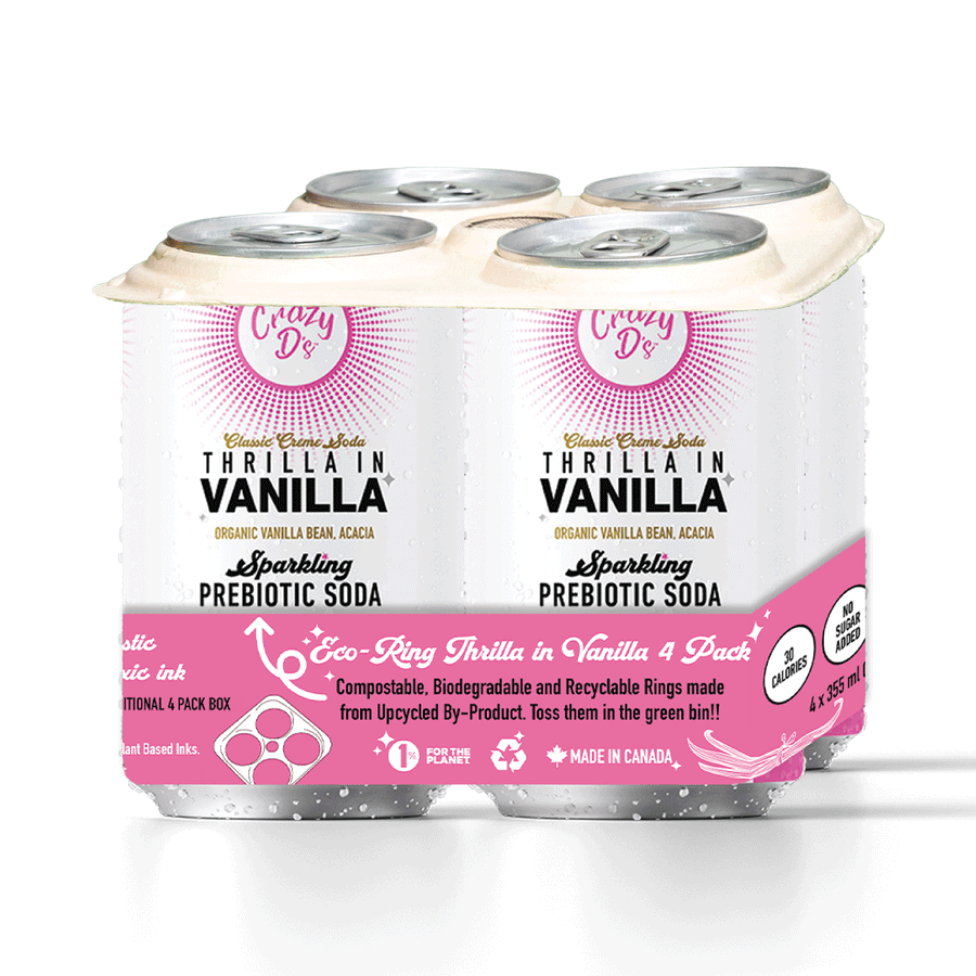 Crazy D's Thrilla In Vanilla Sparkling Prebiotic, 4x355ml