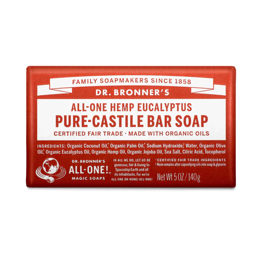 Dr. Bronner's Organic Pure Castille Bar Soap - Eucalyptus, 140g