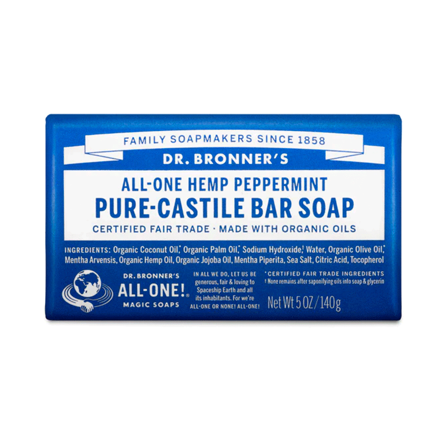 Dr. Bronner's Organic Pure Castille Bar Soap - Peppermint, 140g