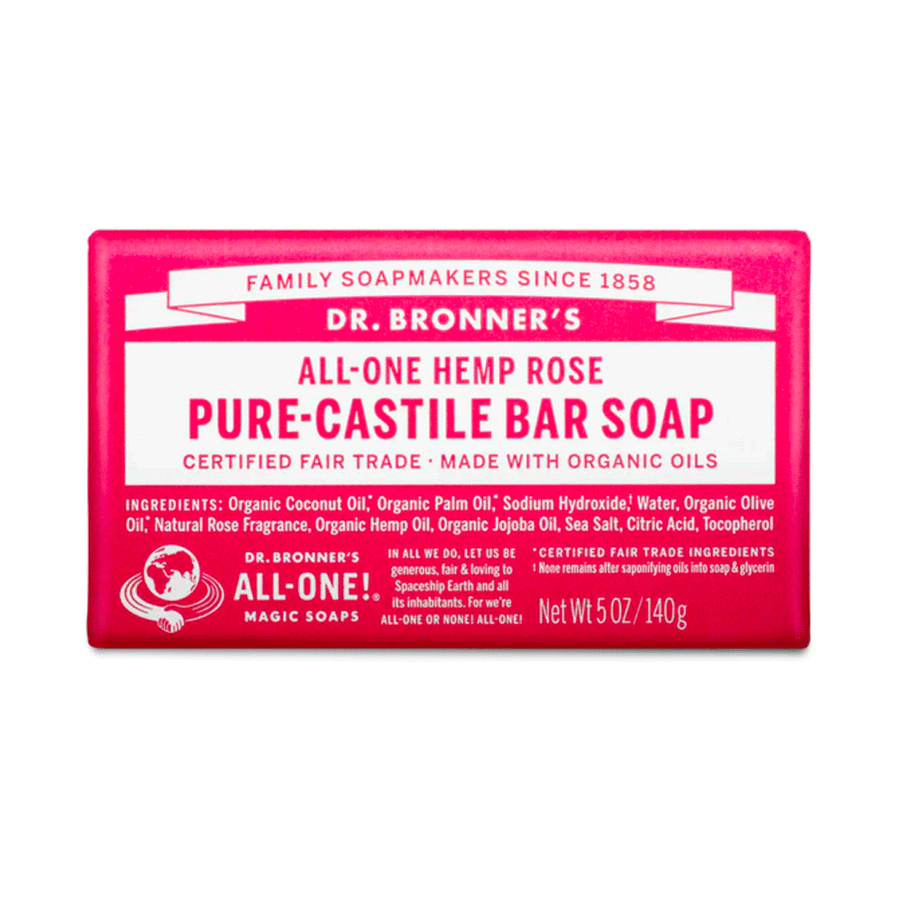Dr. Bronner's Organic Pure Castille Bar Soap - Rose, 140g