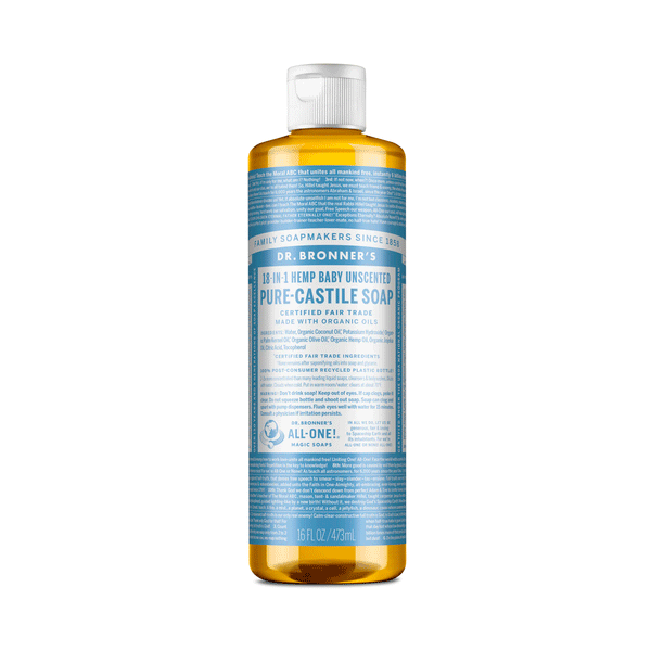 Dr. Bronner's Organic 18-In-1 Pure Castille Soap - Baby Unscented, 473ml