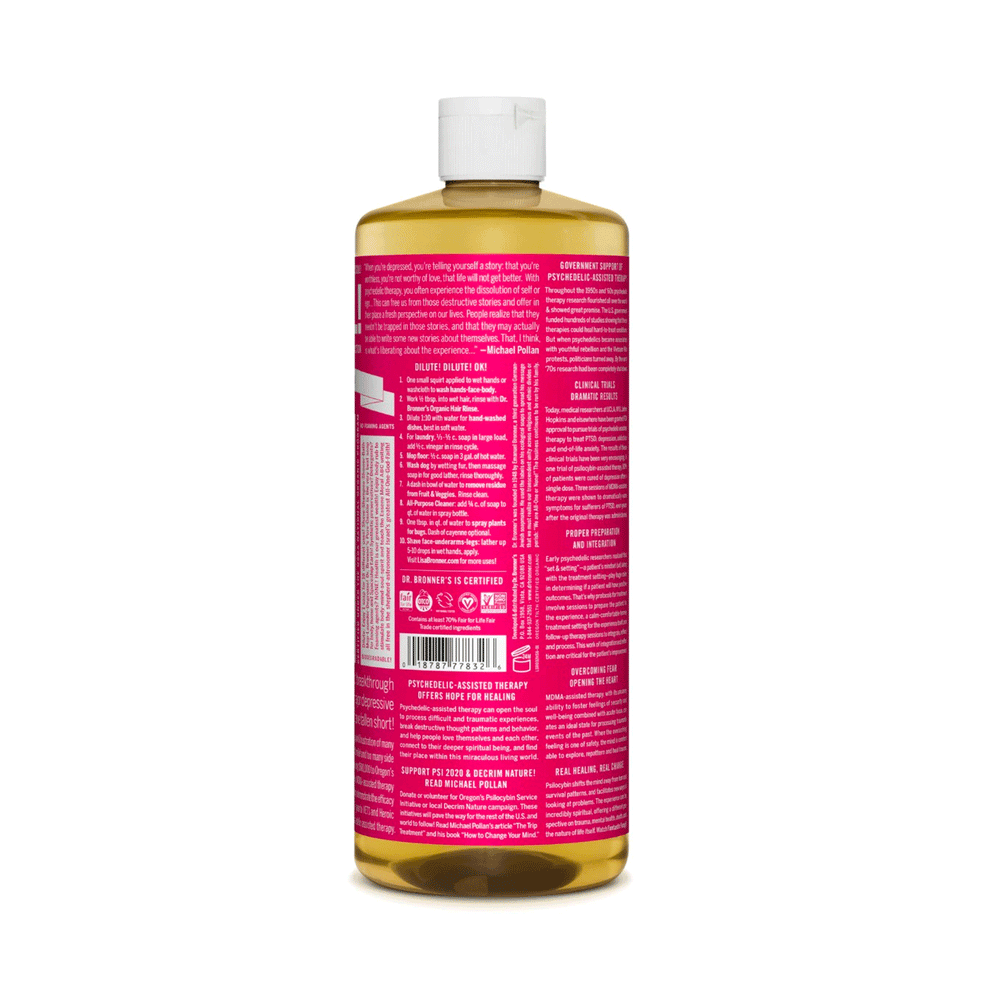 Dr. Bronner's Organic 18-In-1 Pure Castille Soap - Rose, 473ml