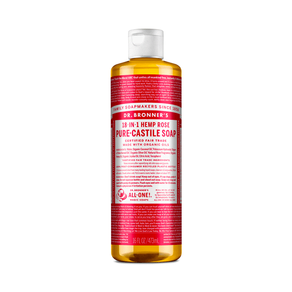 Dr. Bronner's Organic 18-In-1 Pure Castille Soap - Rose, 473ml