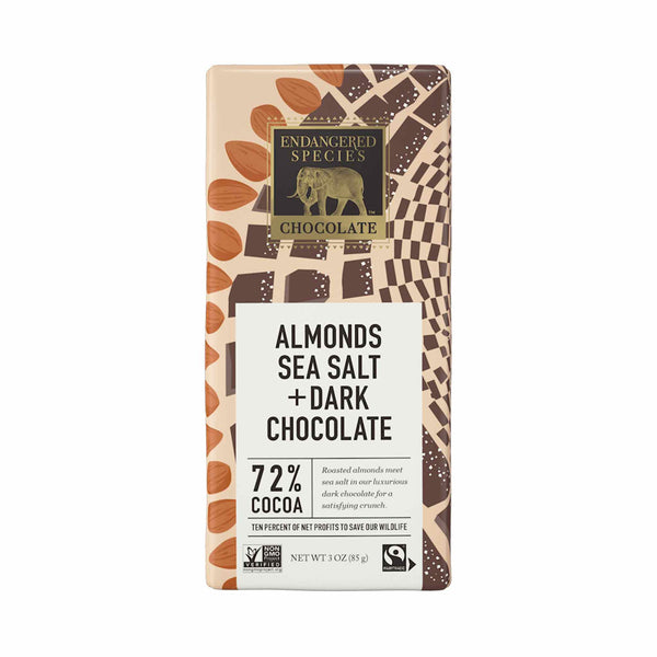Endangered Species Almonds Sea Salt + Dark Chocolate (72% Cocoa), 85g