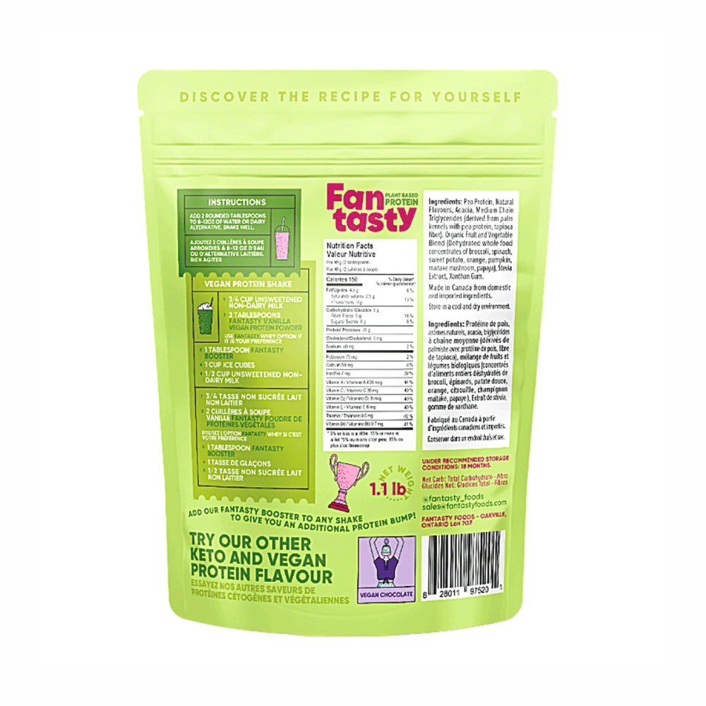 Fantasty Plant-Based Protein Powder - Keto/Vegan Vanilla, 1.1lbs