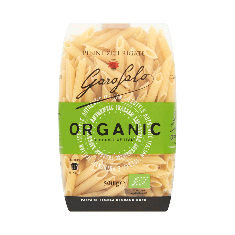 Garofalo Organic Penne Ziti Rigate - Durum Wheat Semolina Pasta, 500g