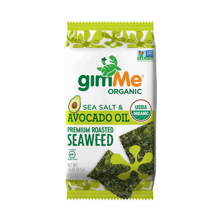 GimMe Organic Sea Salt & Avocado Oil Roasted Seaweed Snacks, 6x10g