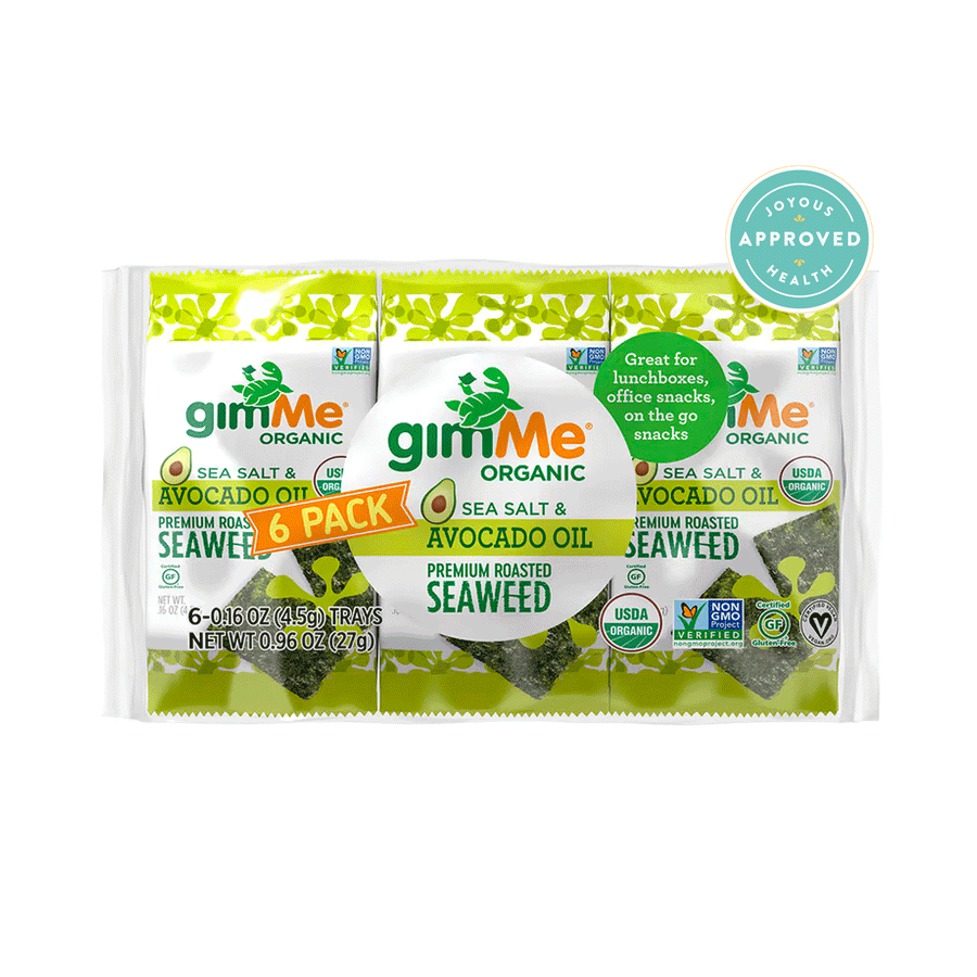 GimMe Organic Sea Salt & Avocado Oil Roasted Seaweed Snacks, 6x4.5g