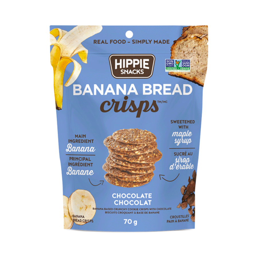 Hippie Snacks Banana Bread Crisps - Chocolate, 70g
