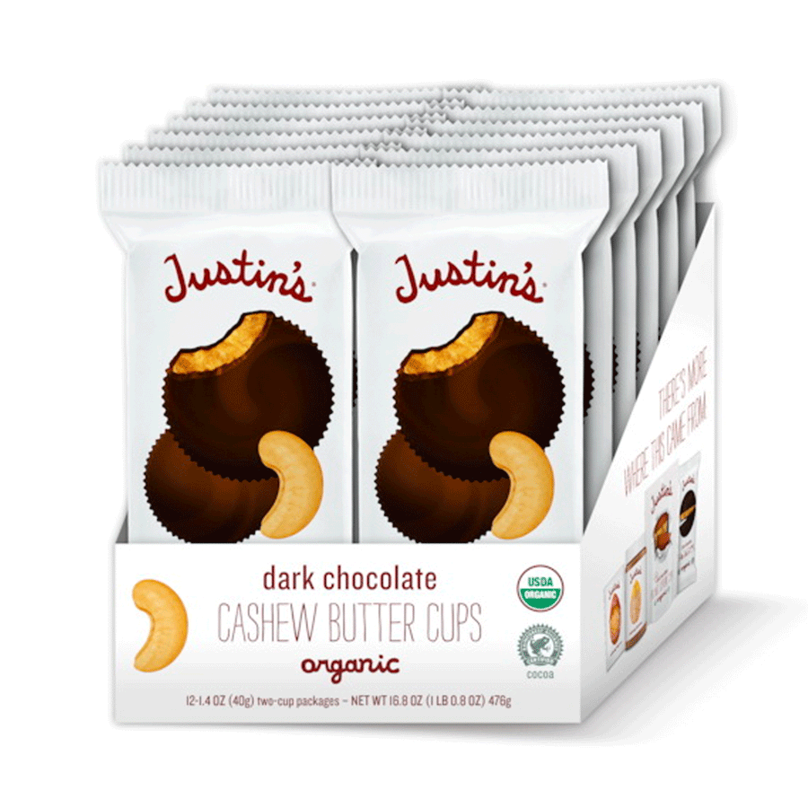 Justin's Organic Dark Chocolate Cashew Butter Cups, 12x40g