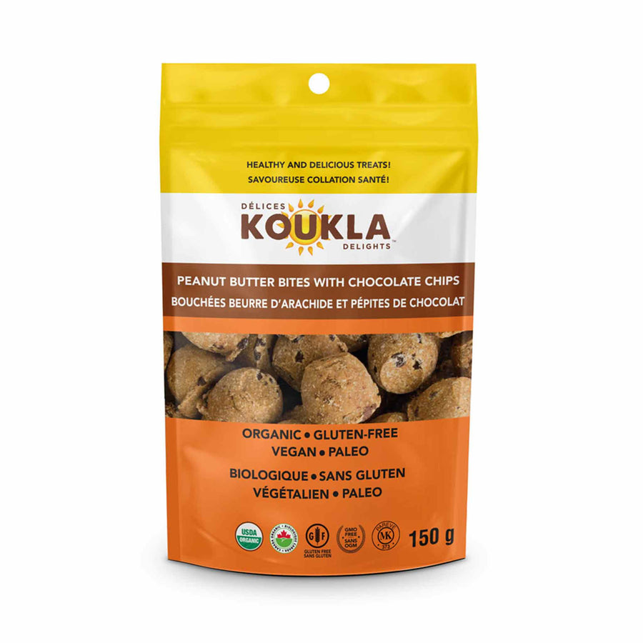 Koukla Delights Organic Peanut Butter Bites With Chocolate Chips, 150g