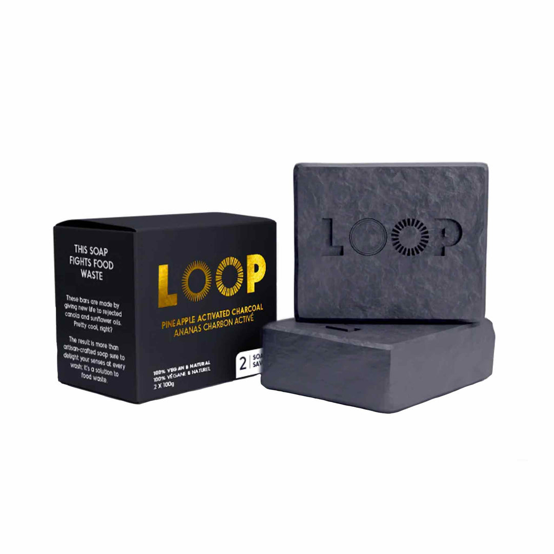 LOOP Pineapple Activated Charcoal Soap Bar, 2x100g