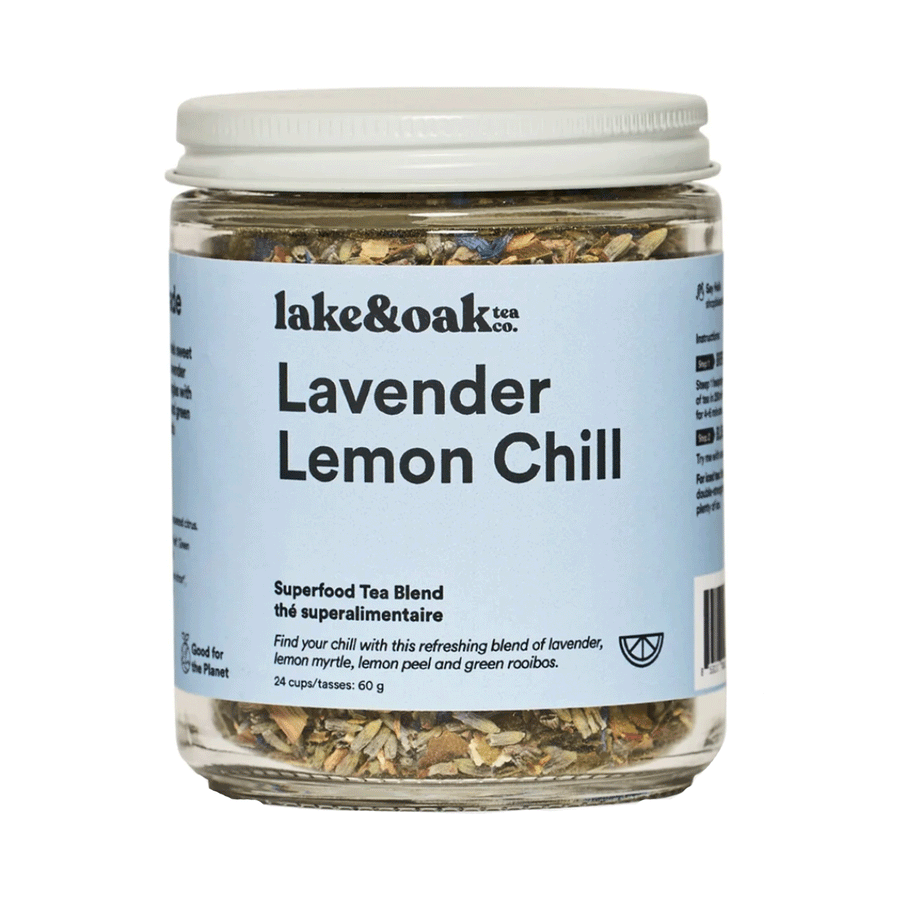 Lake & Oak Tea Co. Lavender Lemon Chill Superfood Tea Blend, 60g