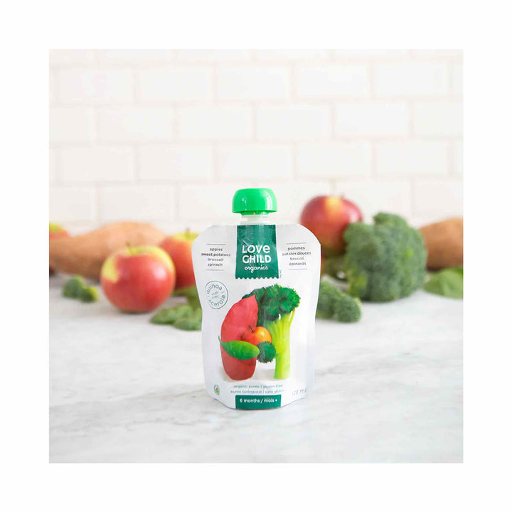 Love Child Organics Superblends Pouch - Apples, Sweet Potatoes, Broccoli & Spinach, 128ml