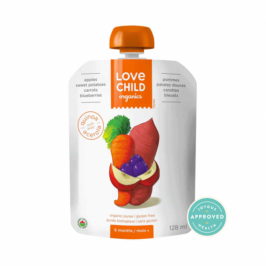 Love Child Organics Superblends Pouch - Apples, Sweet Potatoes, Carrots & Blueberries, 128ml