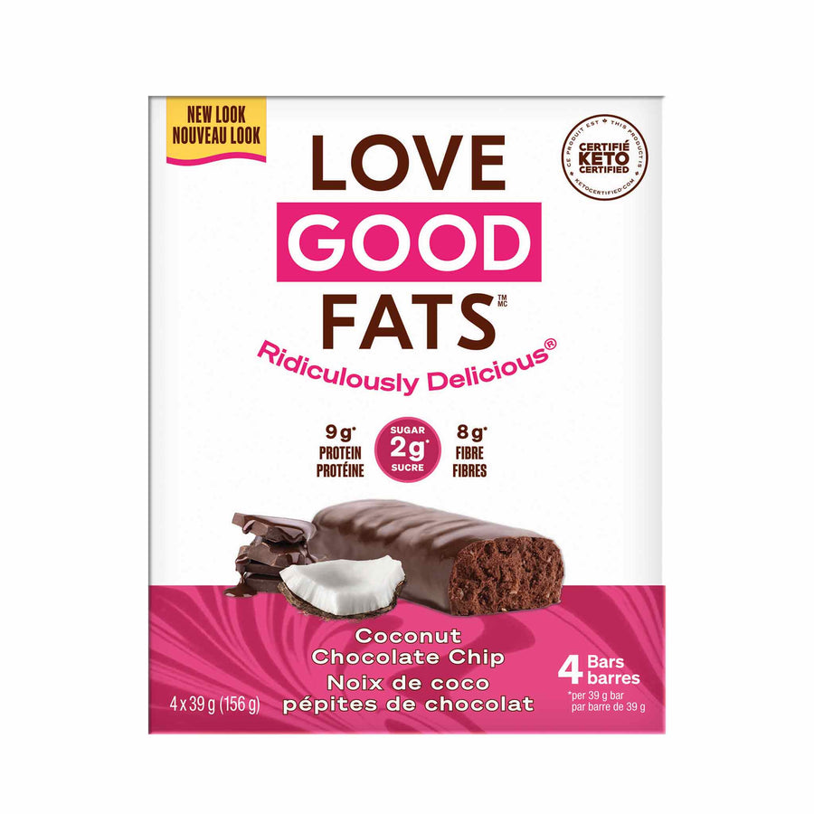 Love Good Fats Coconut Chocolate Chip Snack Bar, 4x39g