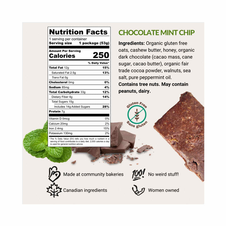 Made With Local Chocolate Mint Chip Real Food Bar, 12x53g