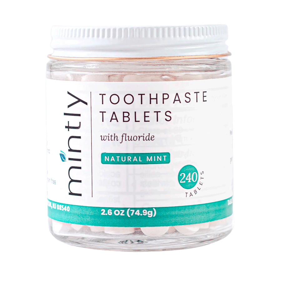 Mintly Toothpaste Tablets With Fluoride - Natural Mint, 4-Month Supply (240 Tablets)