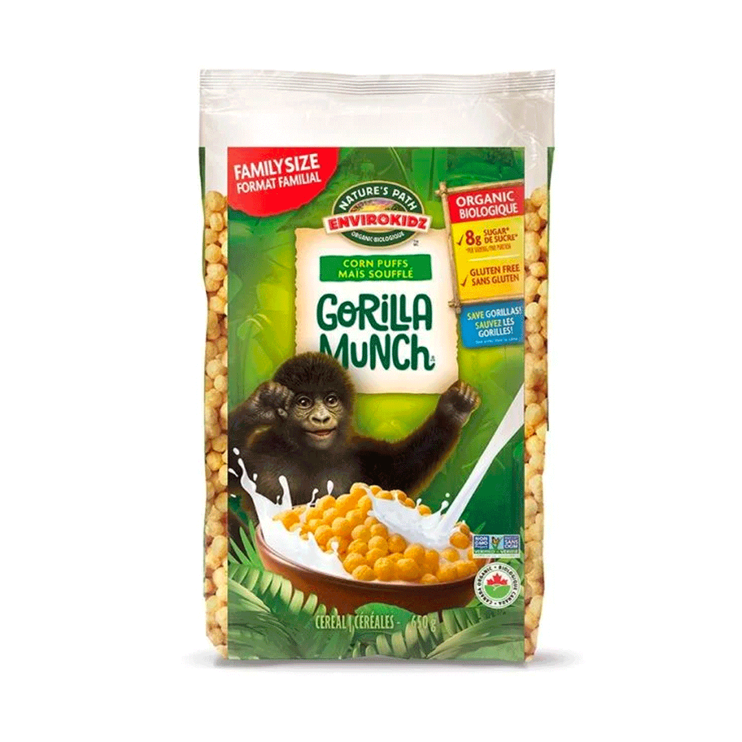 Nature's Path Organic Envirokidz Gorilla Munch Corn Puffs Cereal (Eco-Pac), 650g