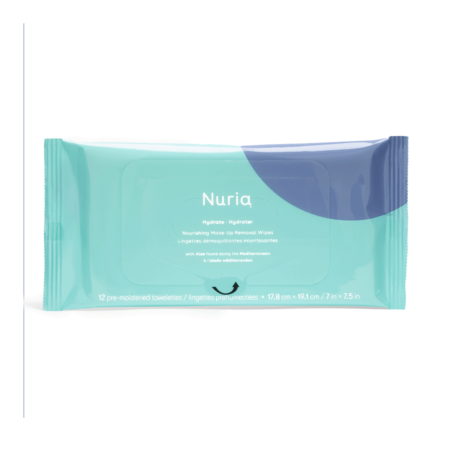 Nuria Beauty Hydrate Nourishing Make-Up Removal Wipes, 12-Pack