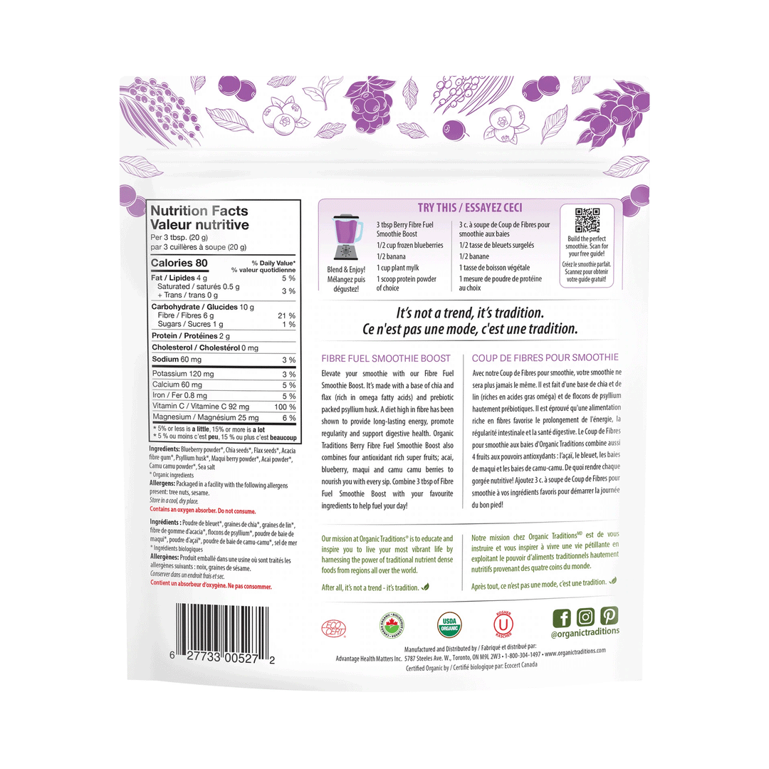 Organic Traditions Fibre Fuel Smoothie Boost (Berry), 300g