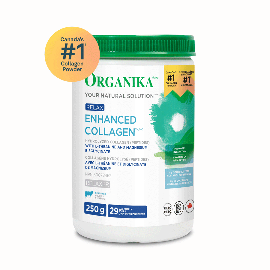 Organika Enhanced Collagen - Relax - Hydrolyzed Collagen With Magnesium Bisglycinate And L-Theanine, 250g