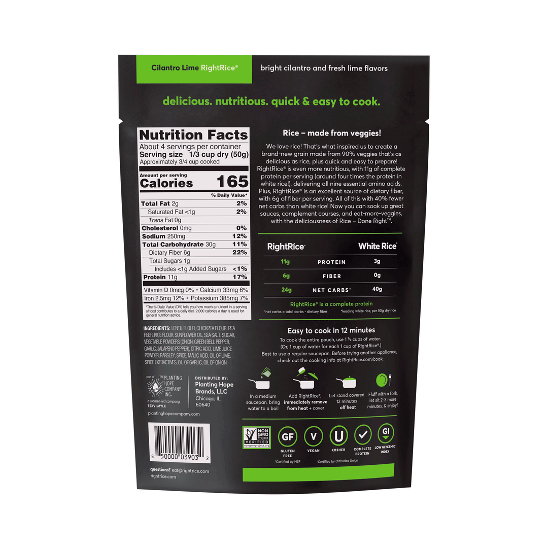 Right Rice Cliantro Lime Rice Made From Vegetables, 198g