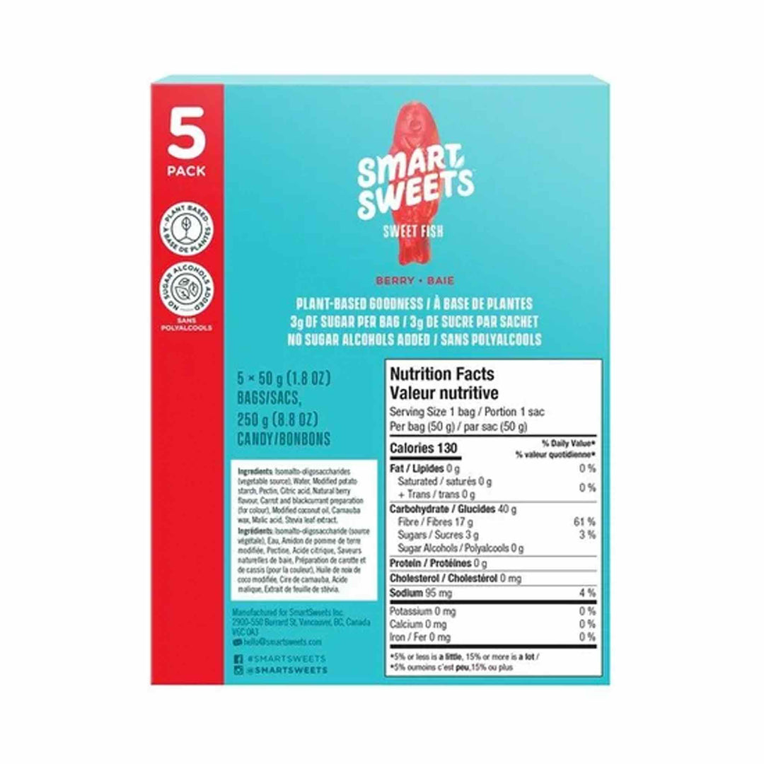 SmartSweets Low Sugar Berry Sweet Fish Candies, 5x50g