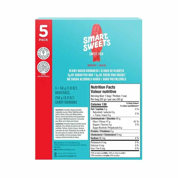 SmartSweets Low Sugar Berry Sweet Fish Candies, 5x50g