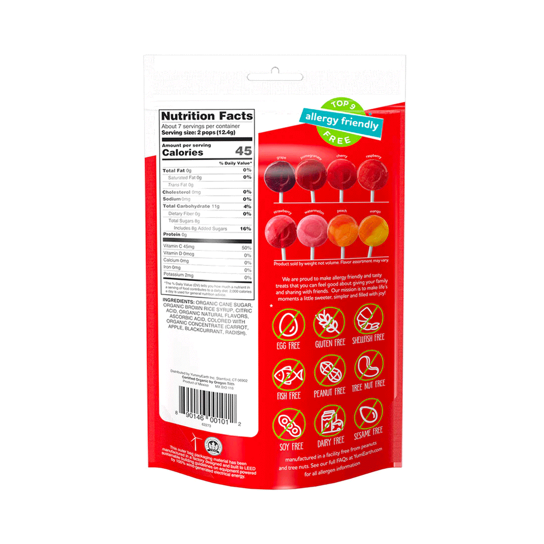 Yum Earth Organic Fruit Pops, 241g