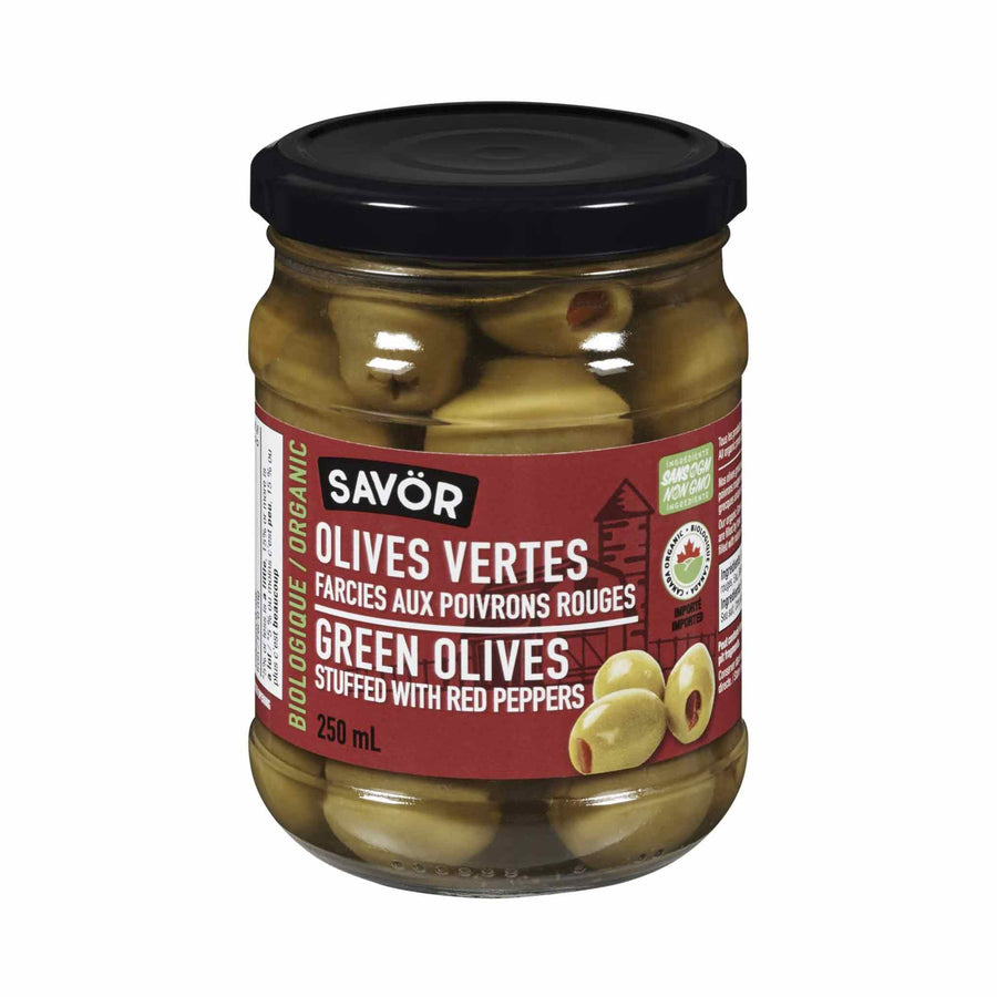 Savör Green Olives Stuffed With Red Peppers, 250ml